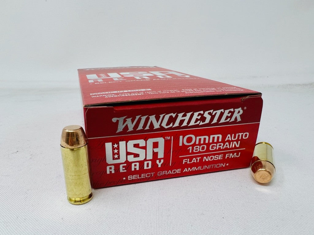Winchester 10mm Auto USA Ready Full Metal Jacket Flat Nose 180 Grain 50/Box