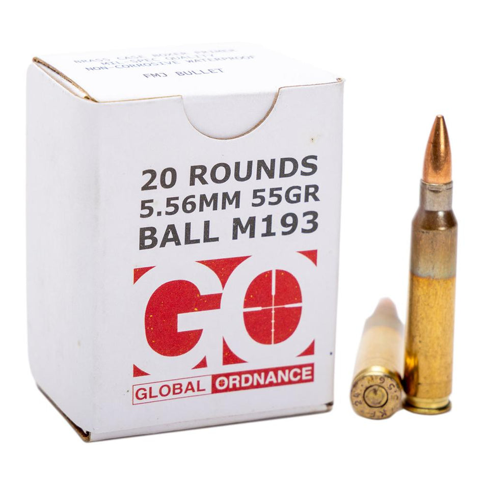 Global Ordnance 5.56x45mm NATO  Full Metal Jacket 55 Grain 20/Box