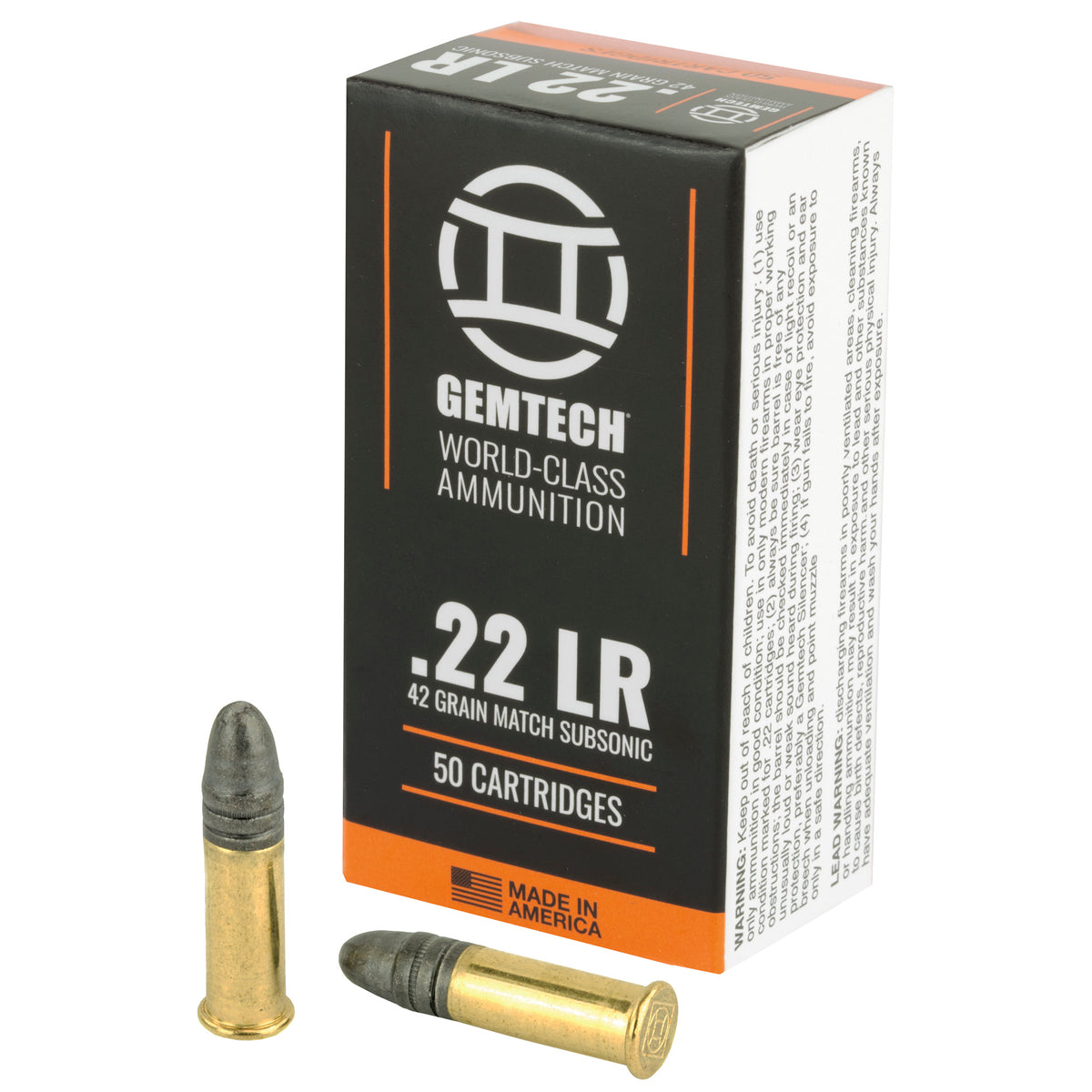 Gemtech .22 Long Rifle Subsonic Lead Round Nose 42 Grain 50/Box