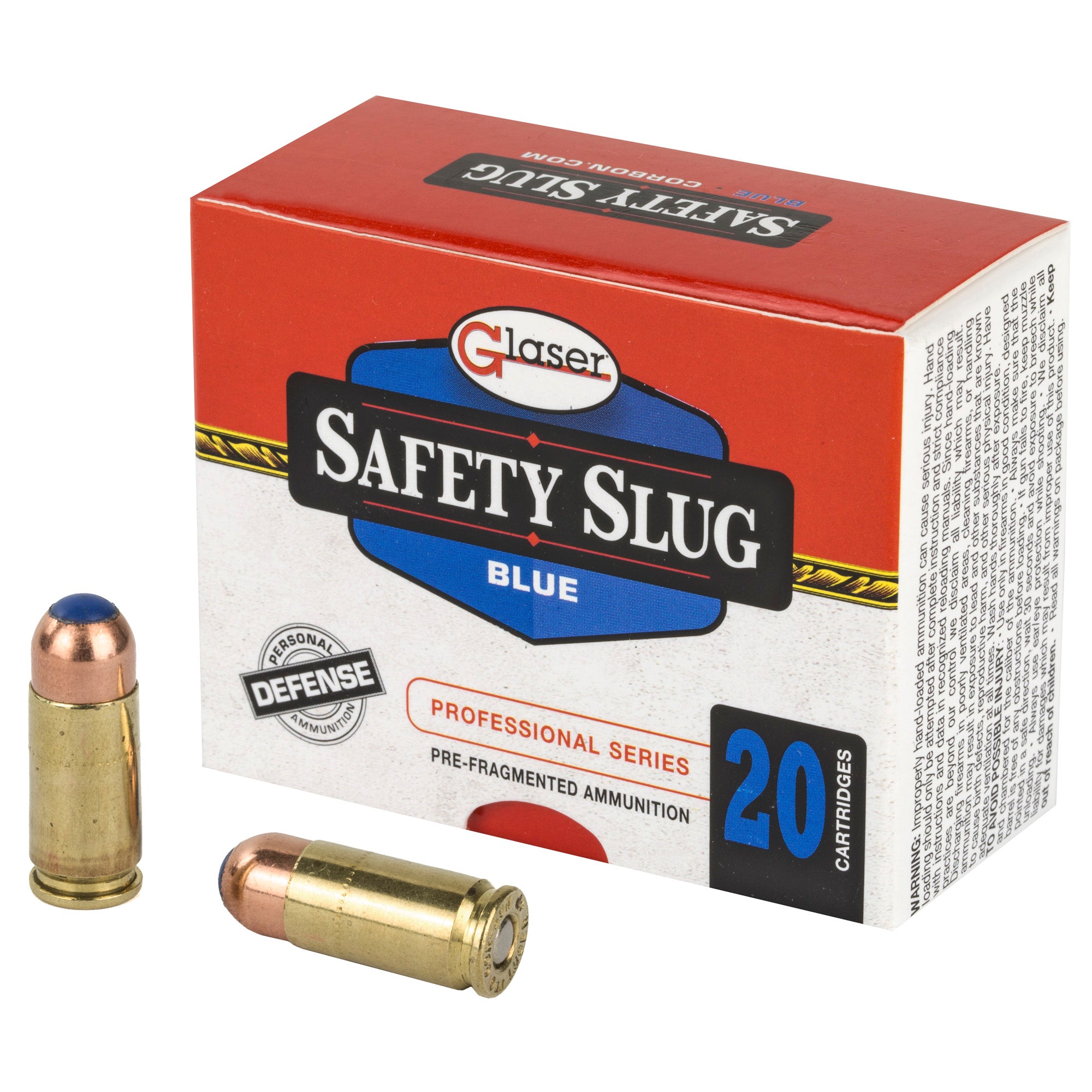 Glaser 9mm Luger / Parabellum Blue +P Pre-Fragmented 80 Grain 20/Box