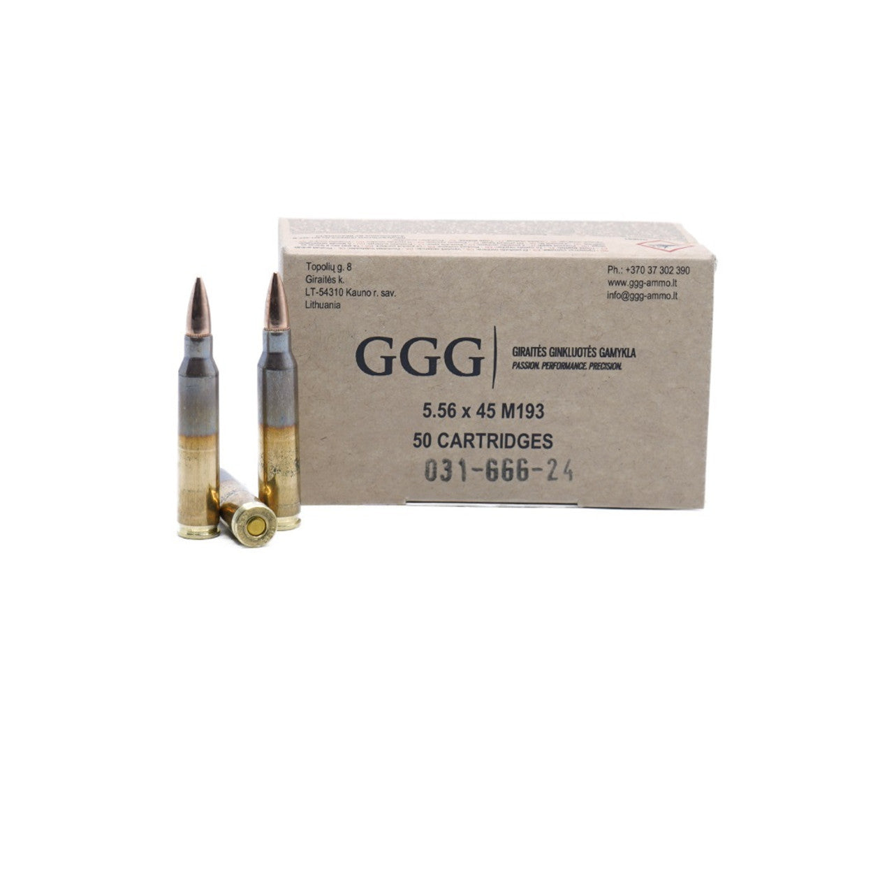 GGG 5.56x45mm NATO M193 55 Grain FMJ 50 Per Box - 1200/Case