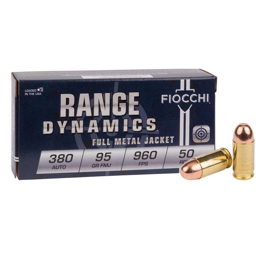 Fiocchi Range Dynamics Pistol Ammo 380 ACP 95 gr. FMJ 50 Per Box – 1000/Case