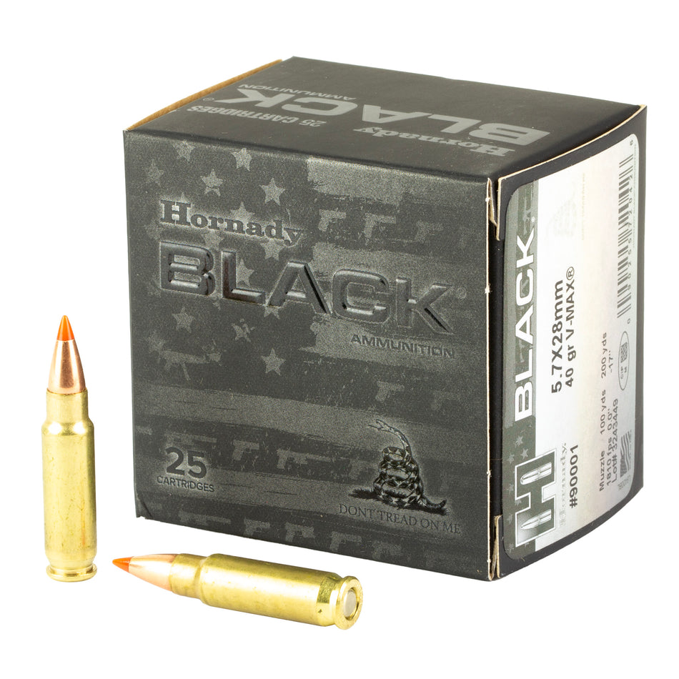 Hornady 5.7x28mm FN Black Hornady V-Max 40 Grain 25/Box