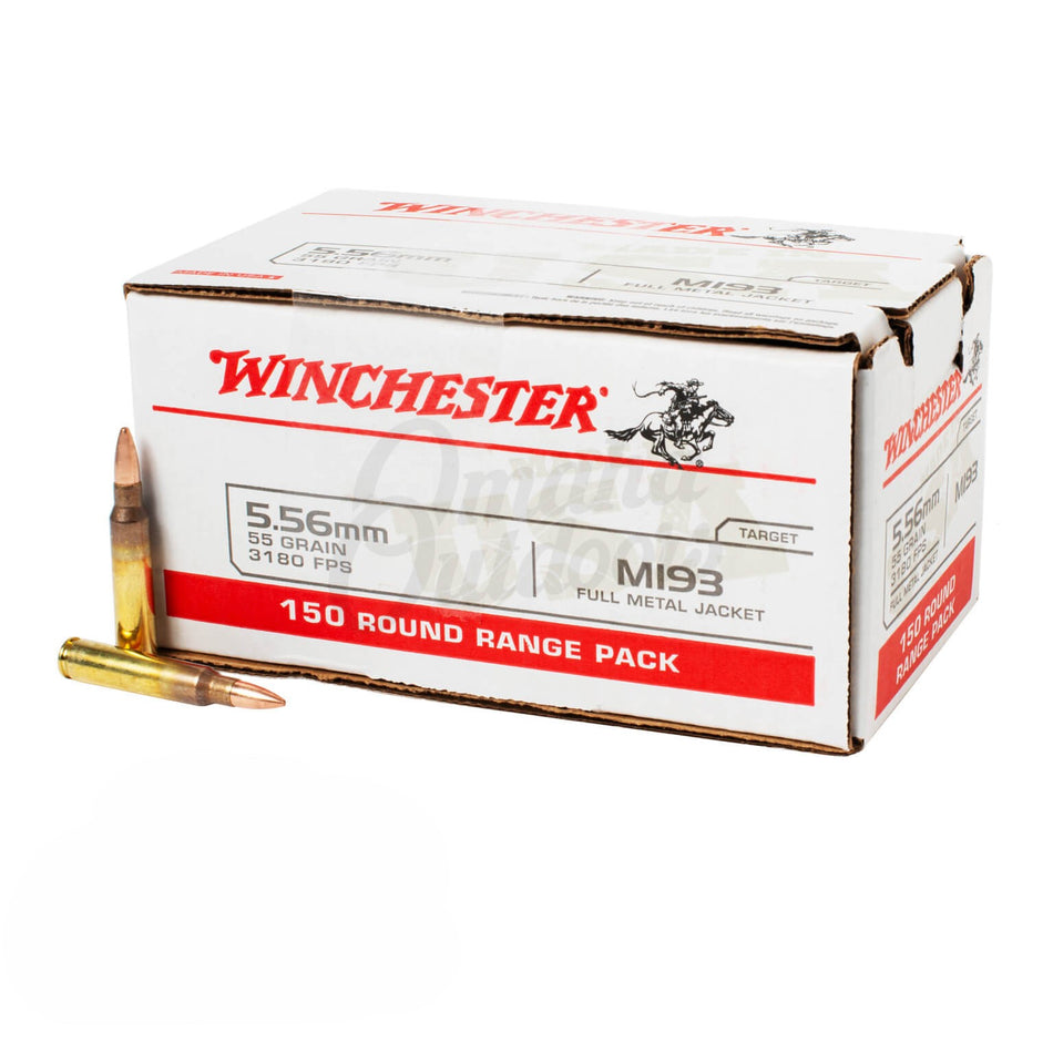 Winchester 5.56x45mm NATO USA White Box M193 Value Pack Full Metal Jacket 55 Grain 150/Box [Item 280]