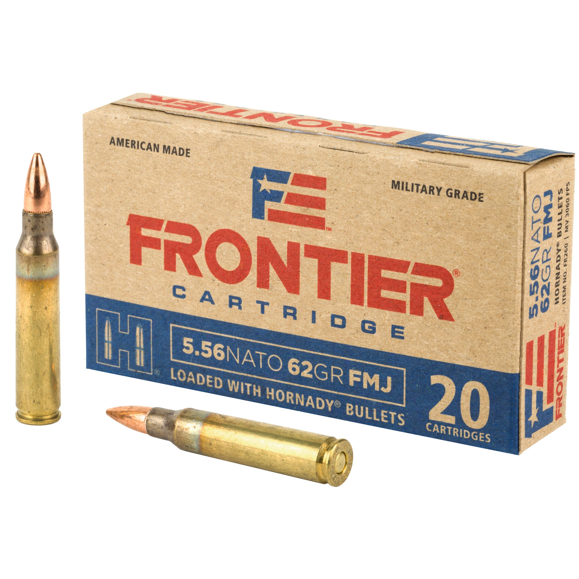 Frontier Cartridge 5.56x45mm NATO Lake City Military Grade Full Metal Jacket 62 Grain 20/Box