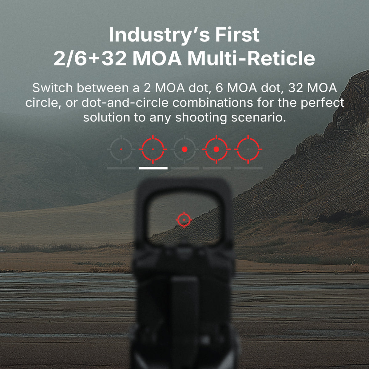 Osight XR Enclosed Emitter Red Dot 2/6+32 MOA Multi-Reticle Magnetic Charging Cover RMR Footprint