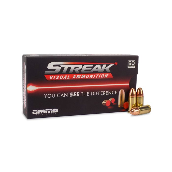 Ammo Inc 9mm Luger / Parabellum Streak Visual (RED) Tracer Total Metal Case 124 Grain 50/Box