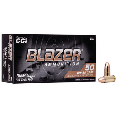 CCI Blazer Brass 9mm Luger 124 Grain FMJ 50 Per Box  - 1000/Case
