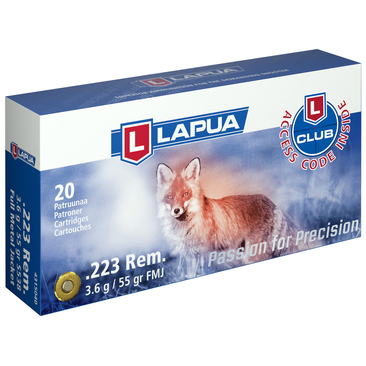 Lapua .223 Remington  Full Metal Jacket 55 Grain 20/Box