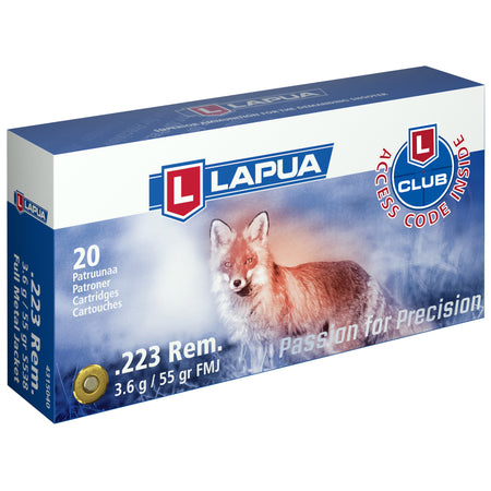Lapua .223 Remington  Full Metal Jacket 55 Grain 20/Box