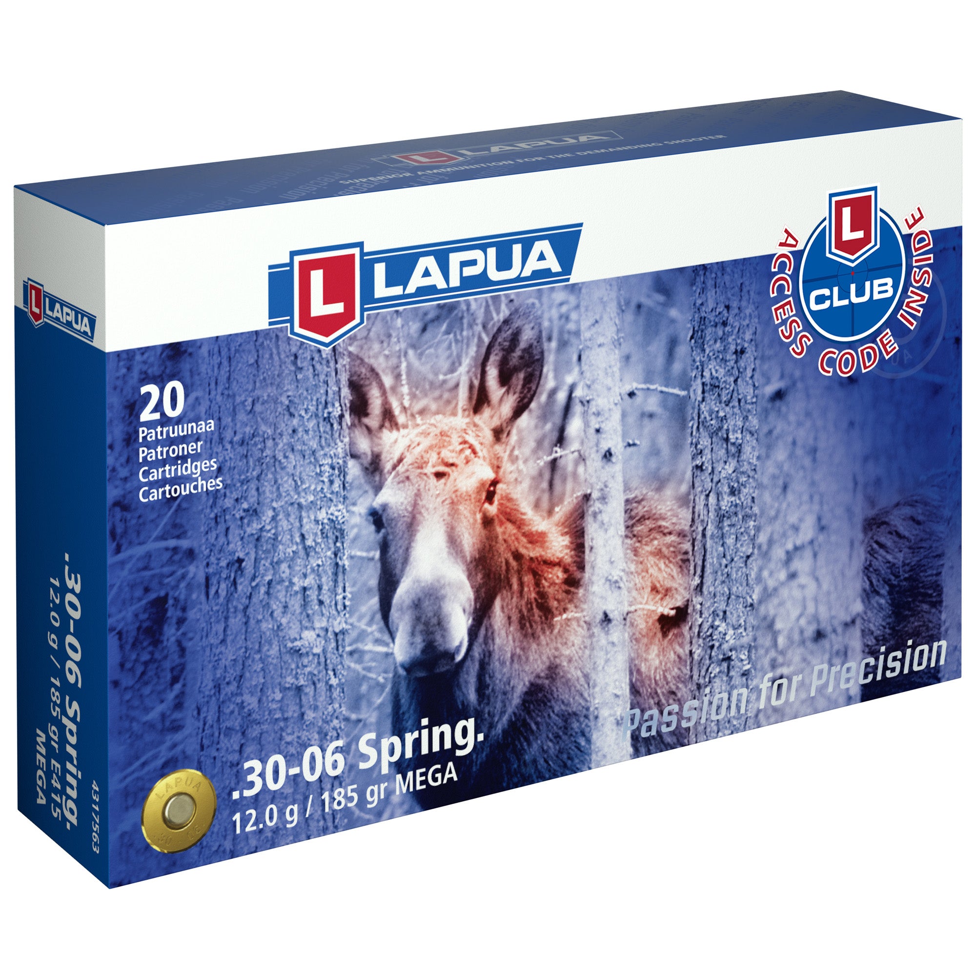 Lapua .30-06 Springfield Mega Jacketed Soft Point 185 Grain 20/Box