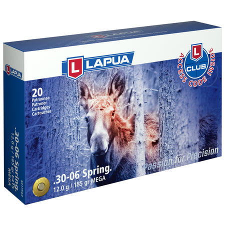 Lapua .30-06 Springfield Mega Jacketed Soft Point 185 Grain 20/Box