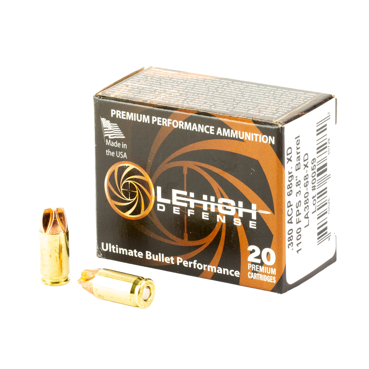 Lehigh Defense .380 ACP/Auto Xtreme Defense Fluid Transfer Monolithic 68 Grain 20/Box