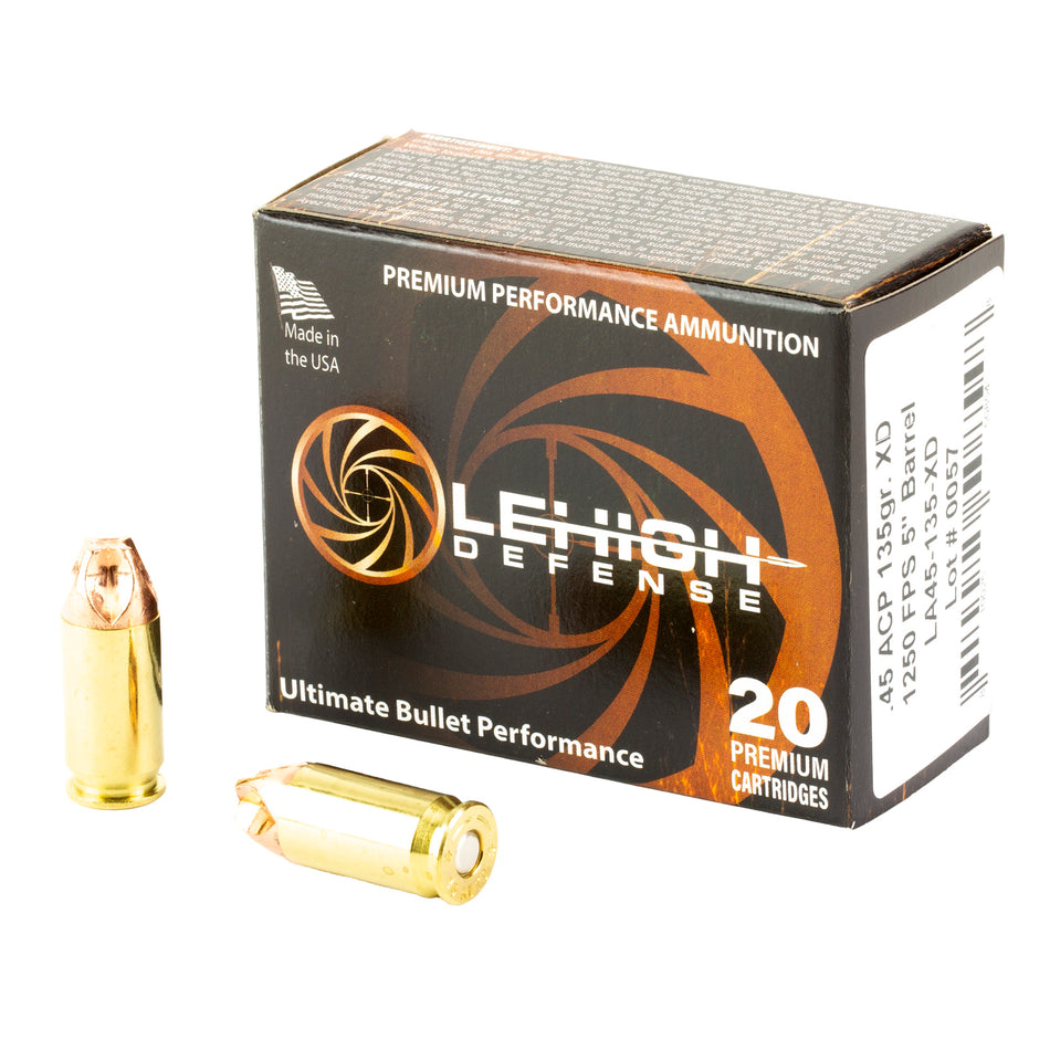 Lehigh Defense .45 ACP/Auto Xtreme Defense Fluid Transfer Monolithic 135 Grain 20/Box