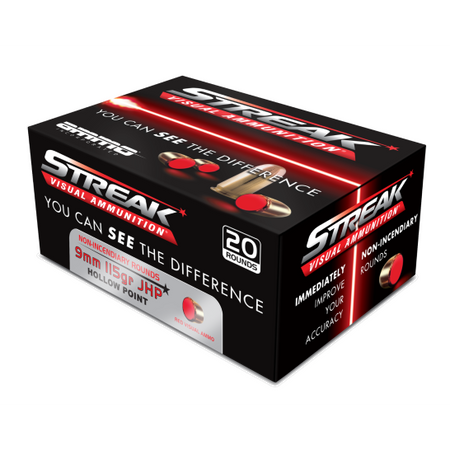 Ammo Inc 9mm Luger / Parabellum Streak Visual (RED) Tracer Jacketed Hollow Point 115 Grain 20/Box