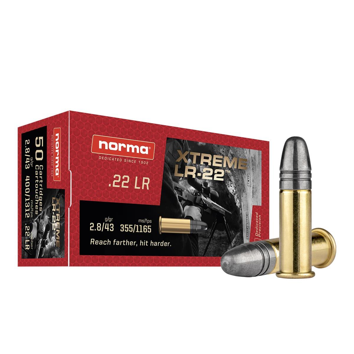 Norma .22 Long Rifle Xtreme LR-22 Lead Round Nose 43 Grain 50/Box
