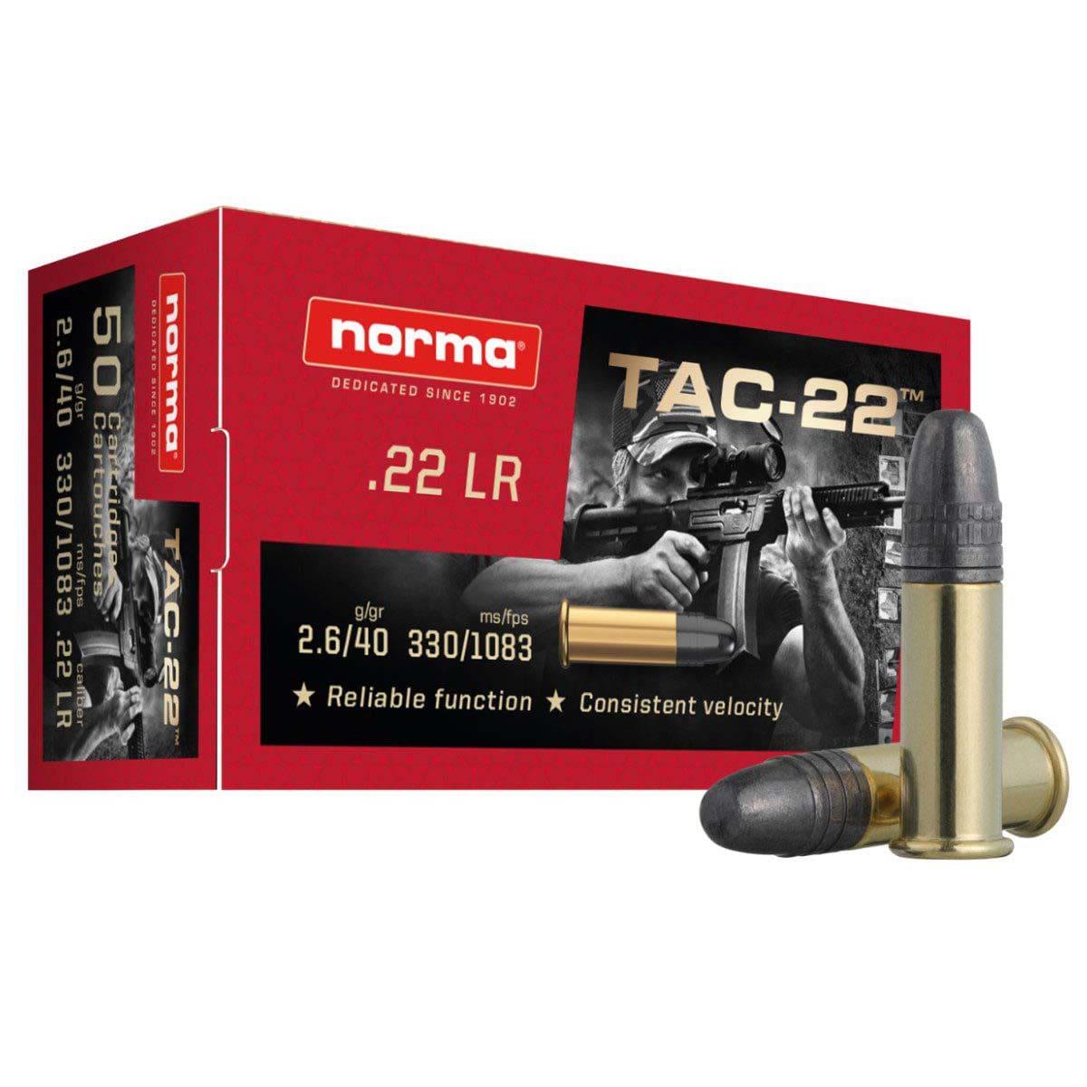 Norma .22 Long Rifle TAC-22 Subsonic Lead Round Nose 40 Grain 50/Box