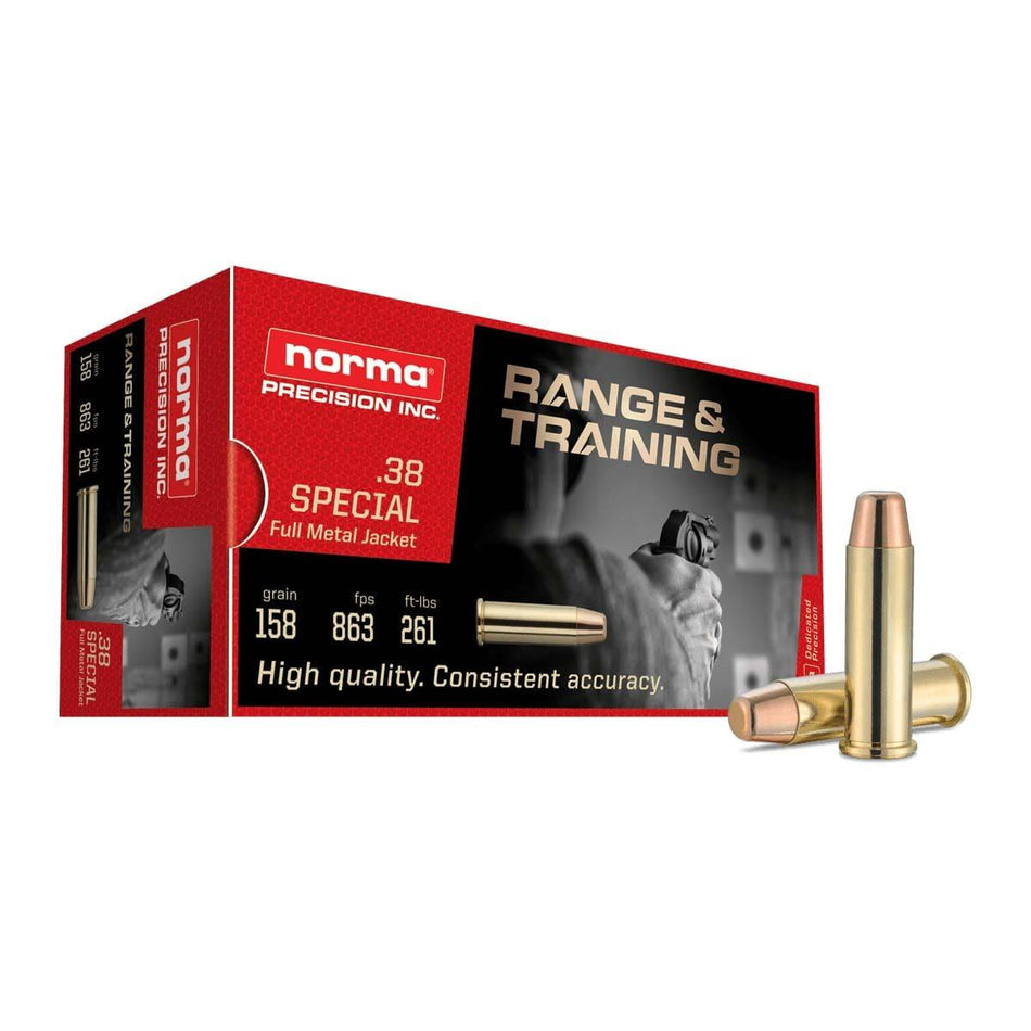 Norma .38 Special Range & Training Full Metal Jacket 158 Grain 50/Box