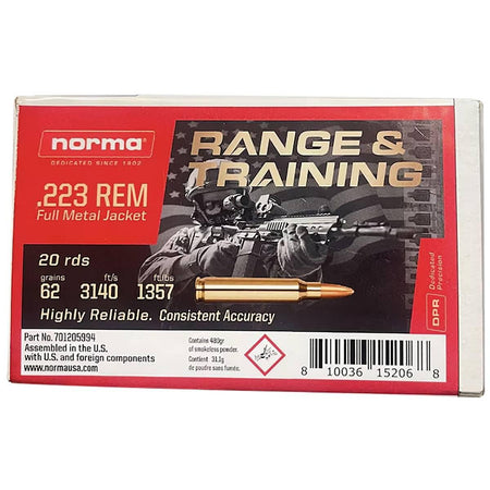 Norma .223 Remington Range & Training Full Metal Jacket 223 Grain 20/Box