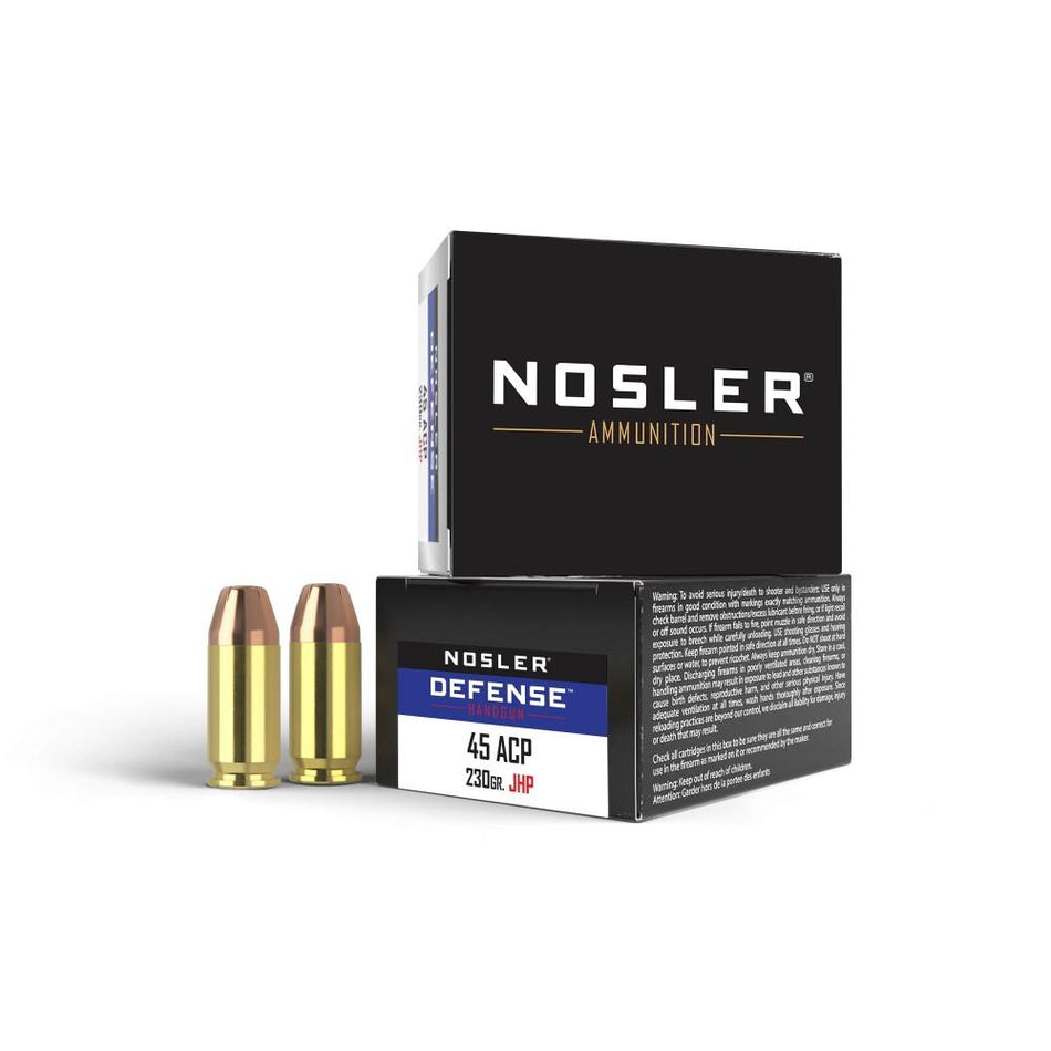 Nosler .45 ACP/Auto Defense Bonded Performance Jacketed Hollow Point 230 Grain 20/Box