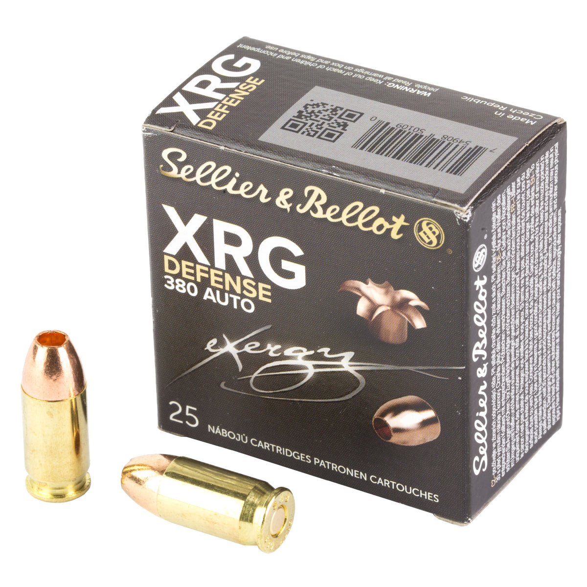 Sellier & Bellot (S&B) SB380XA XRG Solid Copper Hollow Point 77 Grain 380 ACP 1116 fps