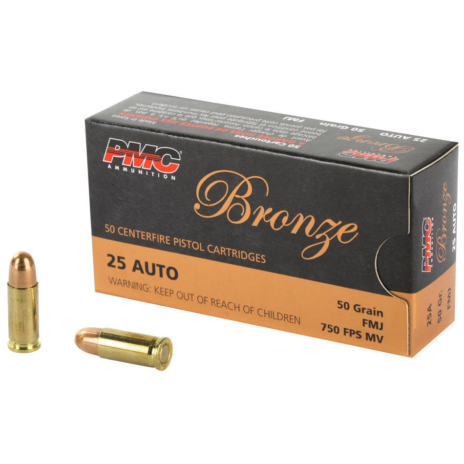 PMC .25 ACP Bronze Full Metal Jacket 50 Grain 50/Box
