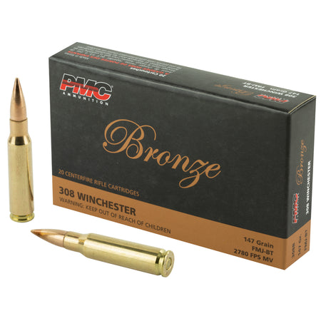 PMC .308 Win / 7.62x51mm Bronze Full Metal Jacket Boat Tail 147 Grain 20/Box