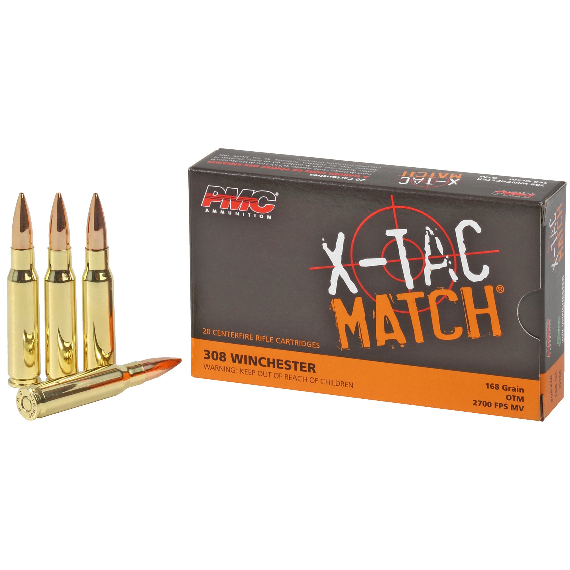 PMC .308 Win / 7.62x51mm X-Tac Match Open Tip Match 168 Grain 20/Box