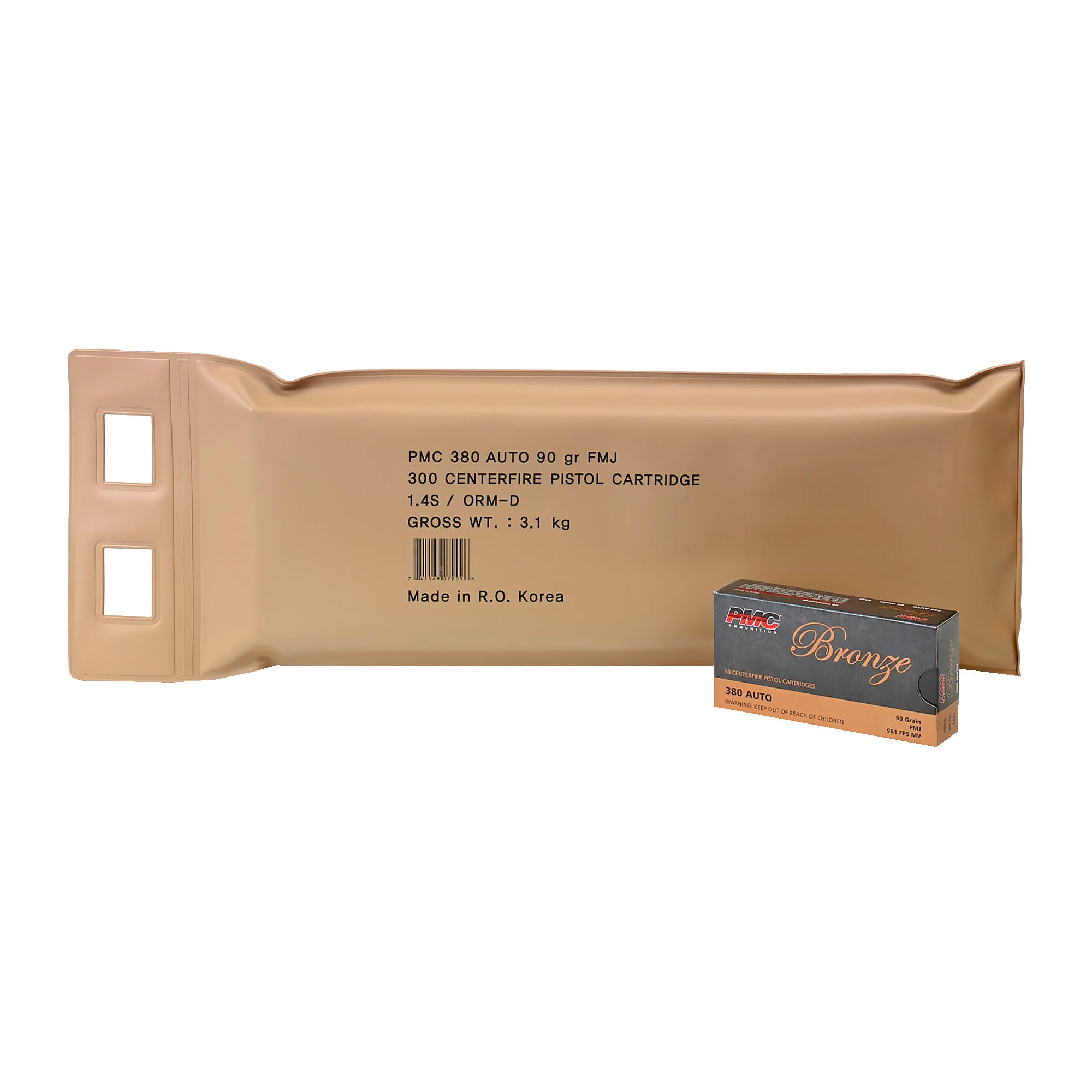 PMC .380 ACP/Auto Bronze Battle Pack Full Metal Jacket 90 Grain 300/Box