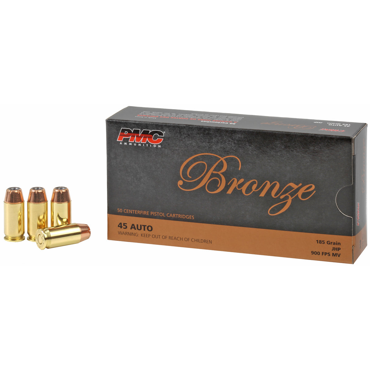 PMC Bronze Pistol Ammo 45 ACP JHP 185 gr. 50 Per Box  - 1000/Case