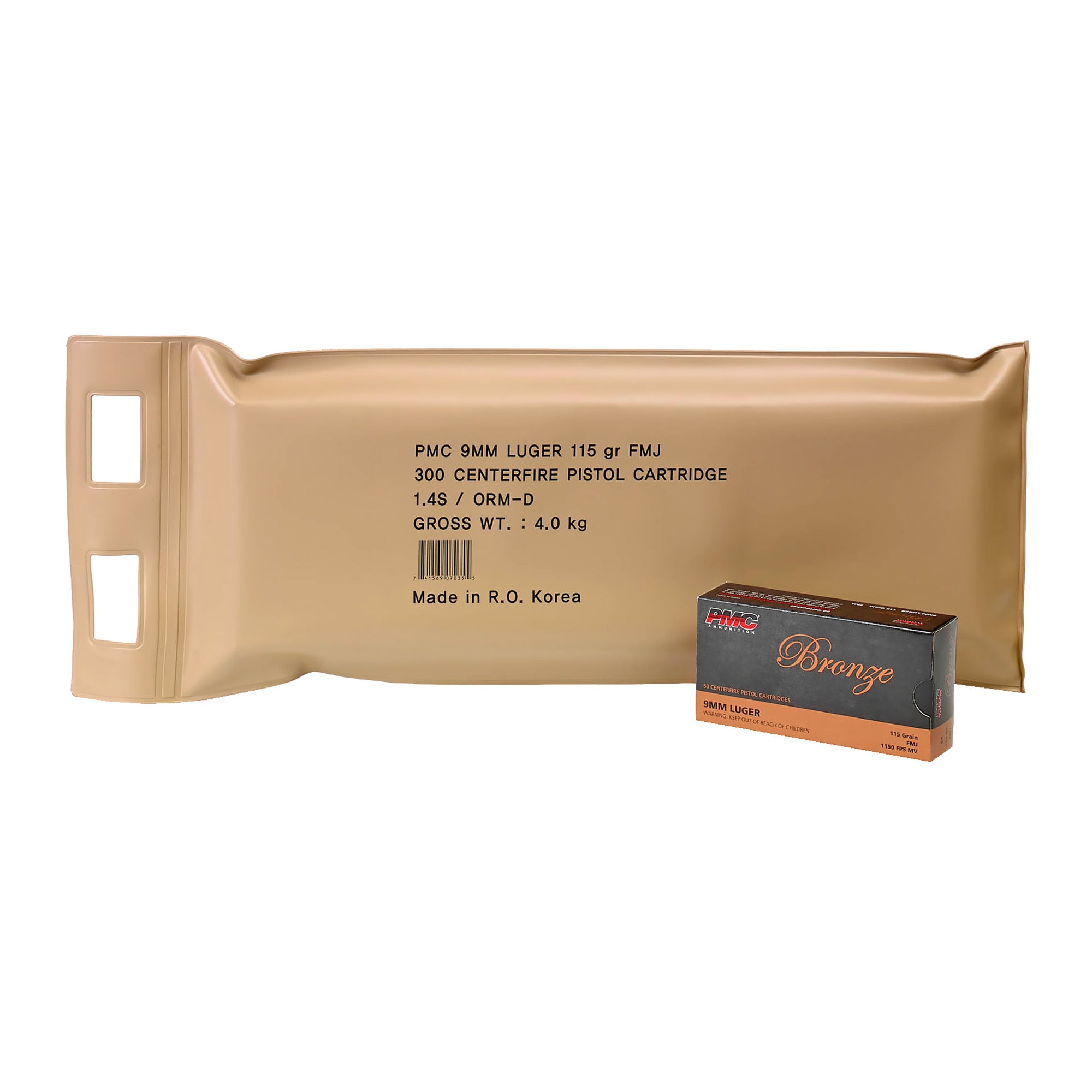 PMC 9mm Luger / Parabellum Bronze Battle Pack Full Metal Jacket 115 Grain 300/Box