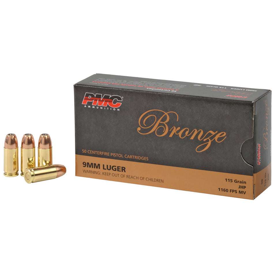 PMC 9B Bronze Jacketed Hollow Point 115 Grain 9mm Luger/Parabellum 50 Per Box – 1000/Case