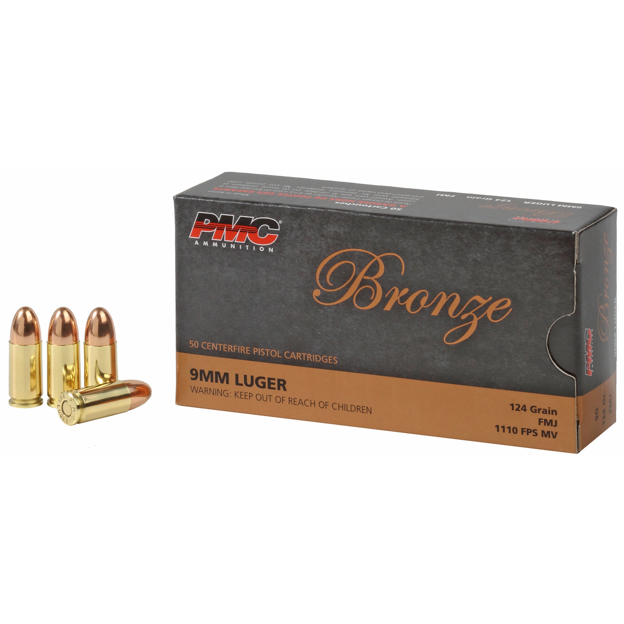 PMC Bronze 9mm Luger 124 gr FMJ  50 Per Box/ 20 Case