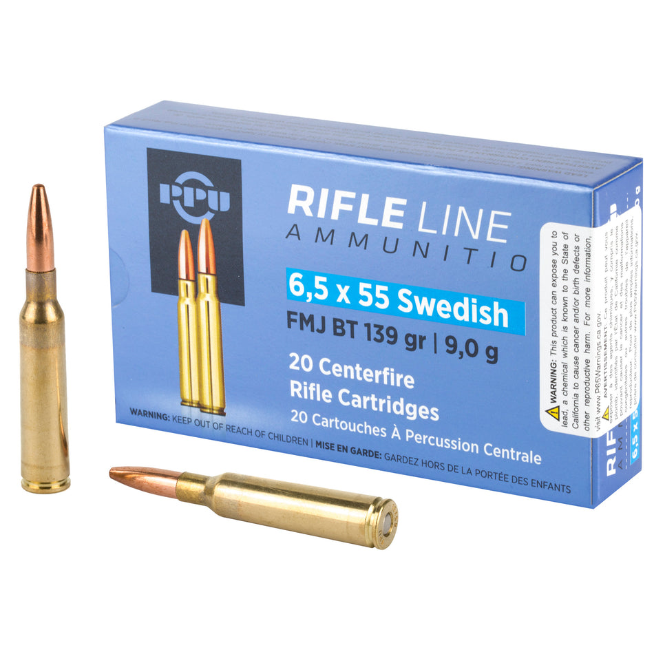 Prvi Partizan 6.5x55mm Swedish Rifle Full Metal Jacket Boat Tail 139 Grain 20/Box