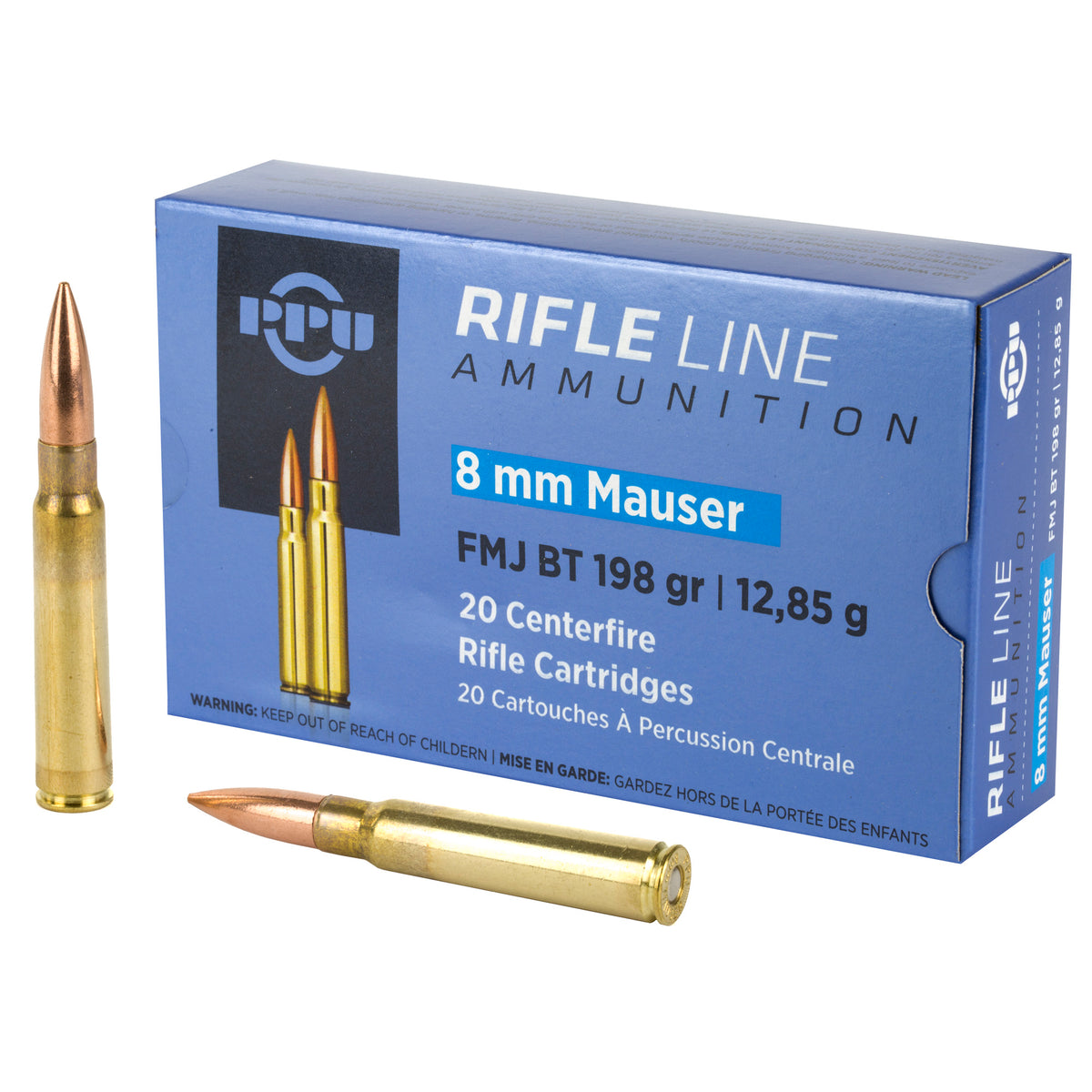 Prvi Partizan 8mm Mauser Metric Rifle Full Metal Jacket Boat Tail 198 Grain 20/Box