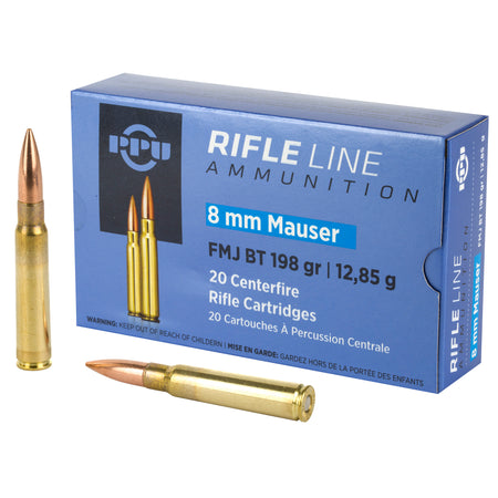 Prvi Partizan 8mm Mauser Metric Rifle Full Metal Jacket Boat Tail 198 Grain 20/Box