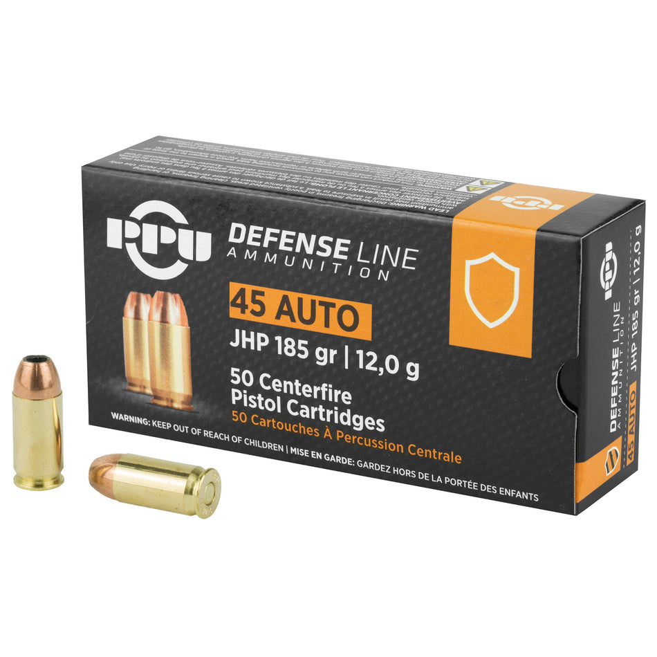 Prvi Partizan Handgun Defense 45 ACP 185 Grain JHP 50 Per Box  - 1000/Case
