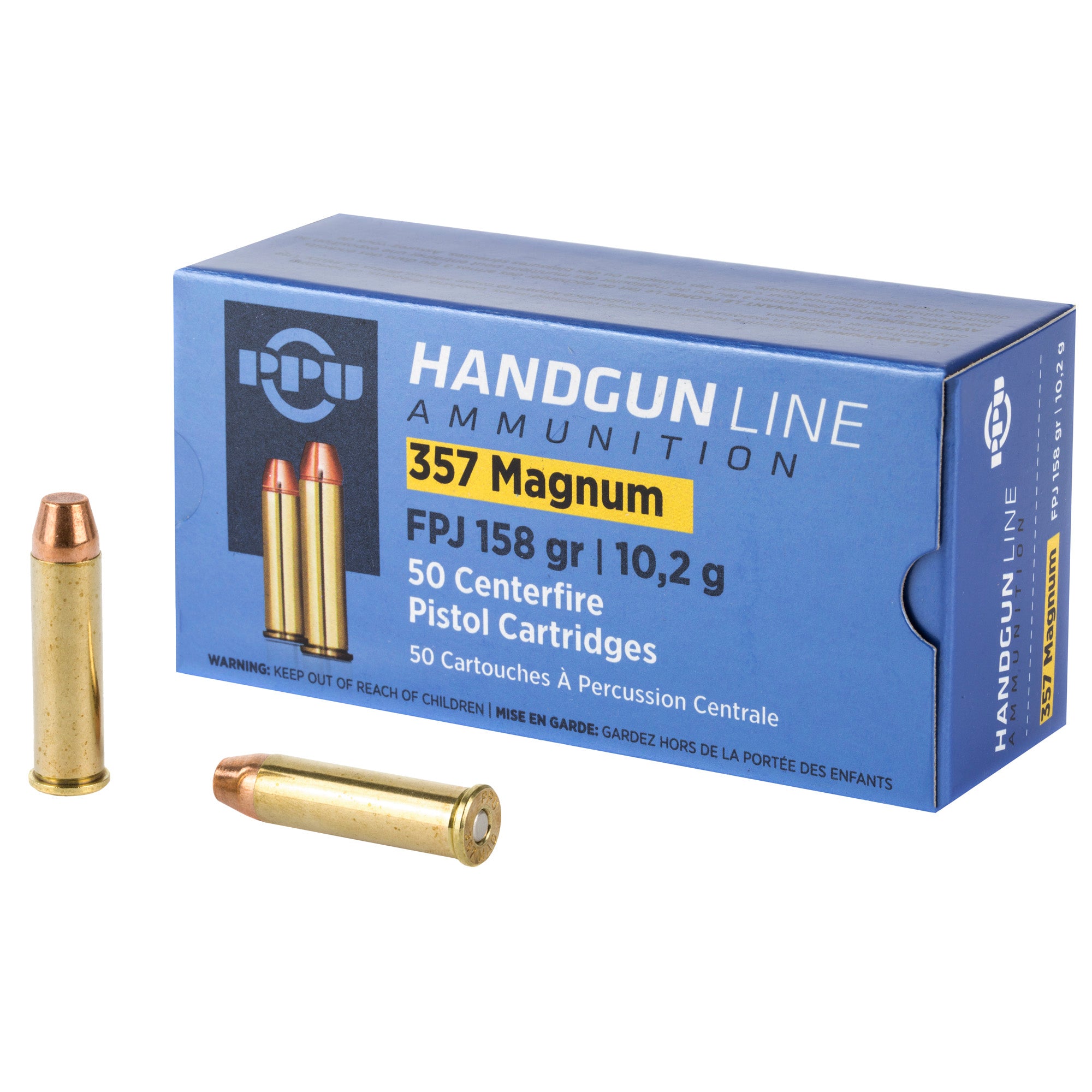 Prvi Partizan .357 Magnum Handgun Flat Point Jacketed 158 Grain 50/Box