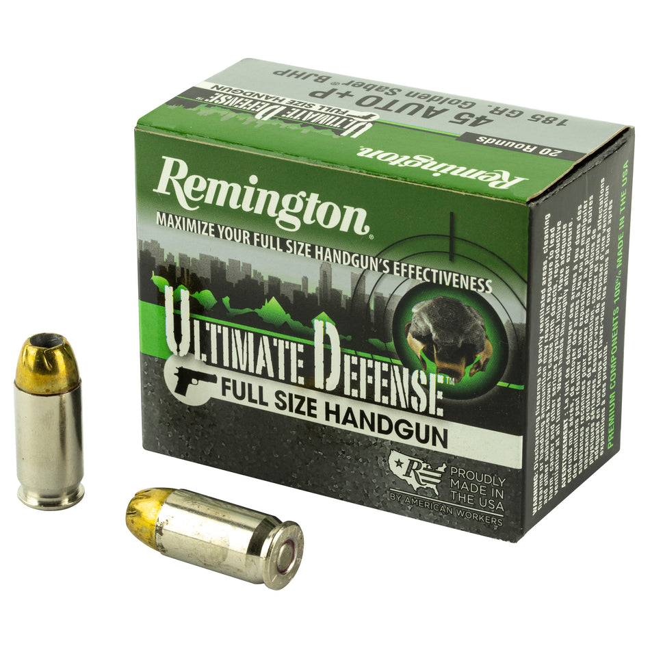 Remington .45 ACP/Auto Ultimate Defense Full-Size +P Brass Jacket Hollow Point 185 Grain 20/Box