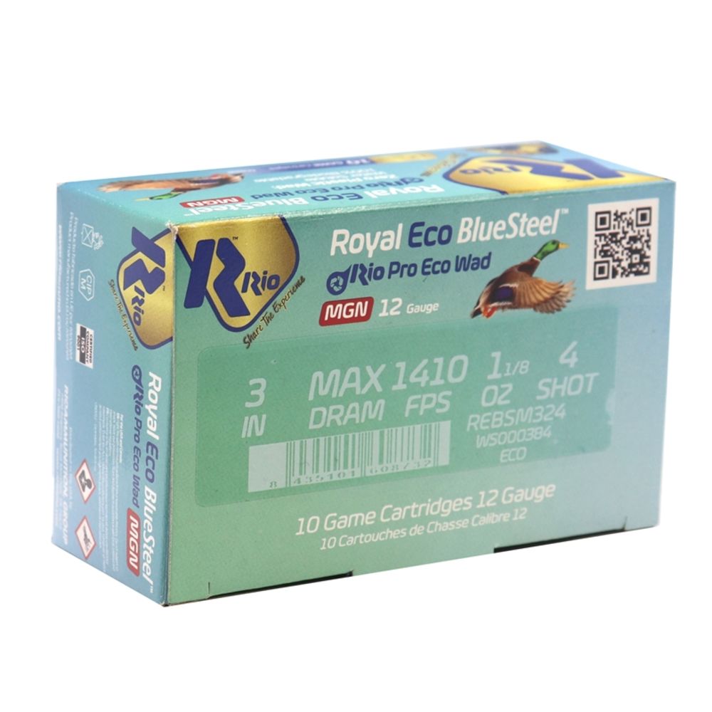 Rio Ammunition 12 Gauge Royal ECO BlueSteel Magnum #4 1-1/8 oz 3 in 10/Box
