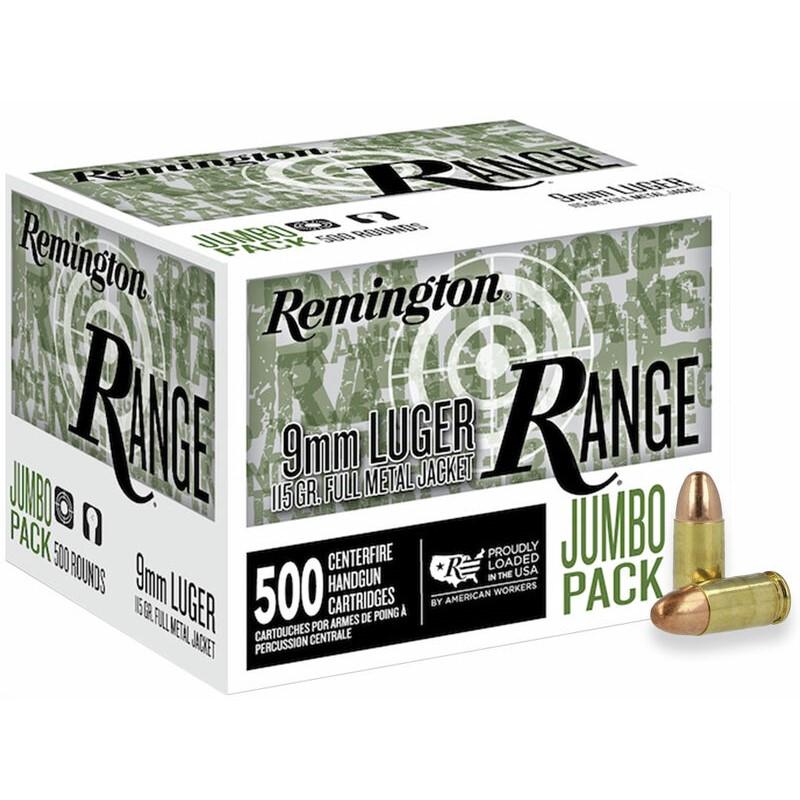 Remington 9mm Luger / Parabellum Range Jumbo Pack Full Metal Jacket 115 Grain 500/Box