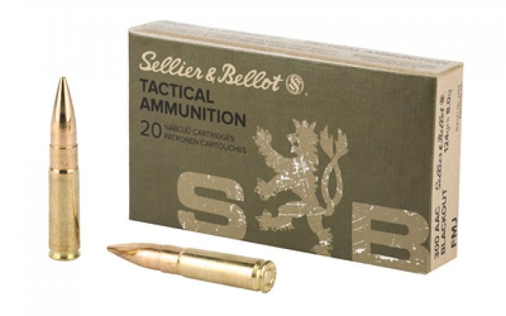 Sellier and Bellot .300 AAC Blackout Rifle Full Metal Jacket 124 Grain 20/Box