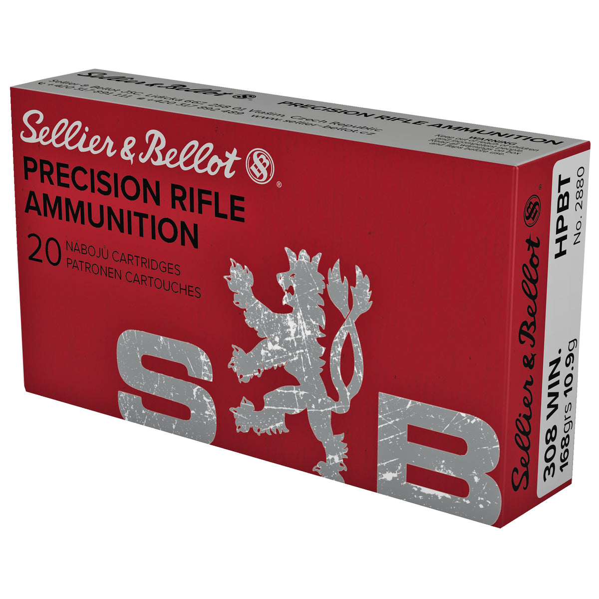 Sellier and Bellot .308 Win / 7.62x51mm Precision Rifle Hollow Point Boat Tail 168 Grain 20/Box [Item 2846]