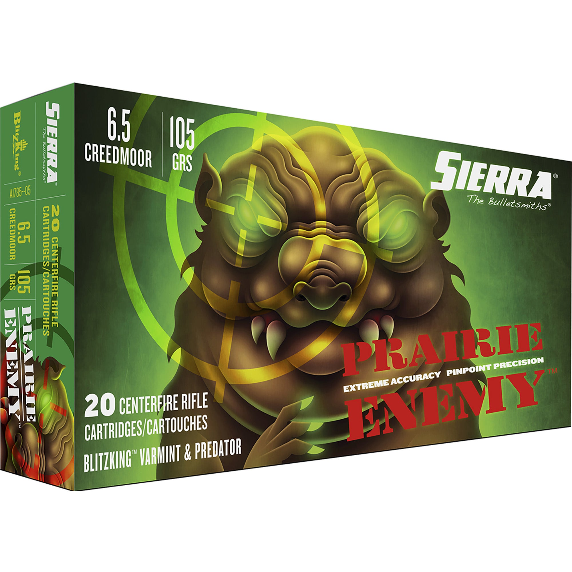 Sierra 6.5mm Creedmoor Prairie Enemy BlitzKing Polymer Tip 105 Grain 20/Box