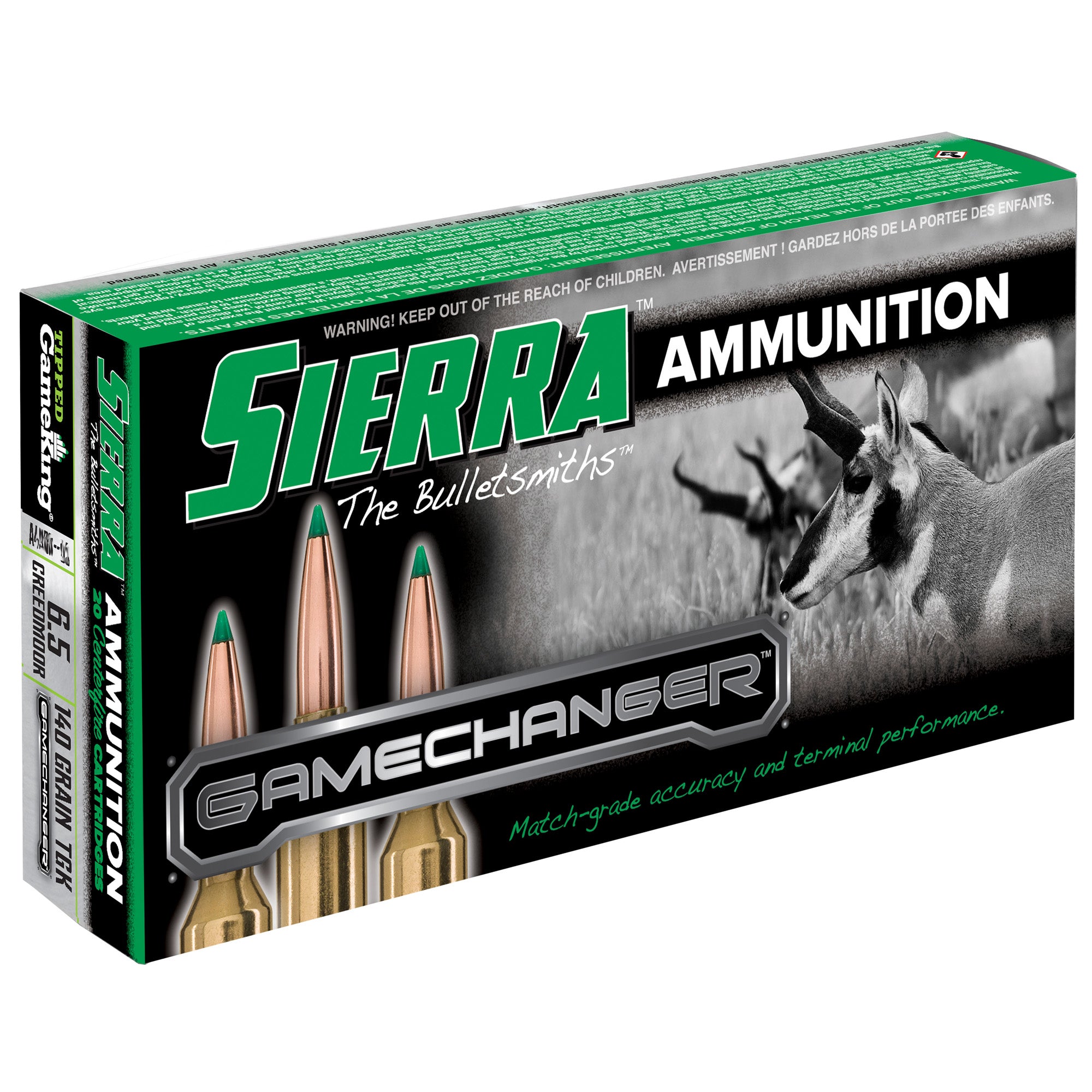 Sierra 6.5mm Creedmoor GameChanger Tipped GameKing 140 Grain 20/Box