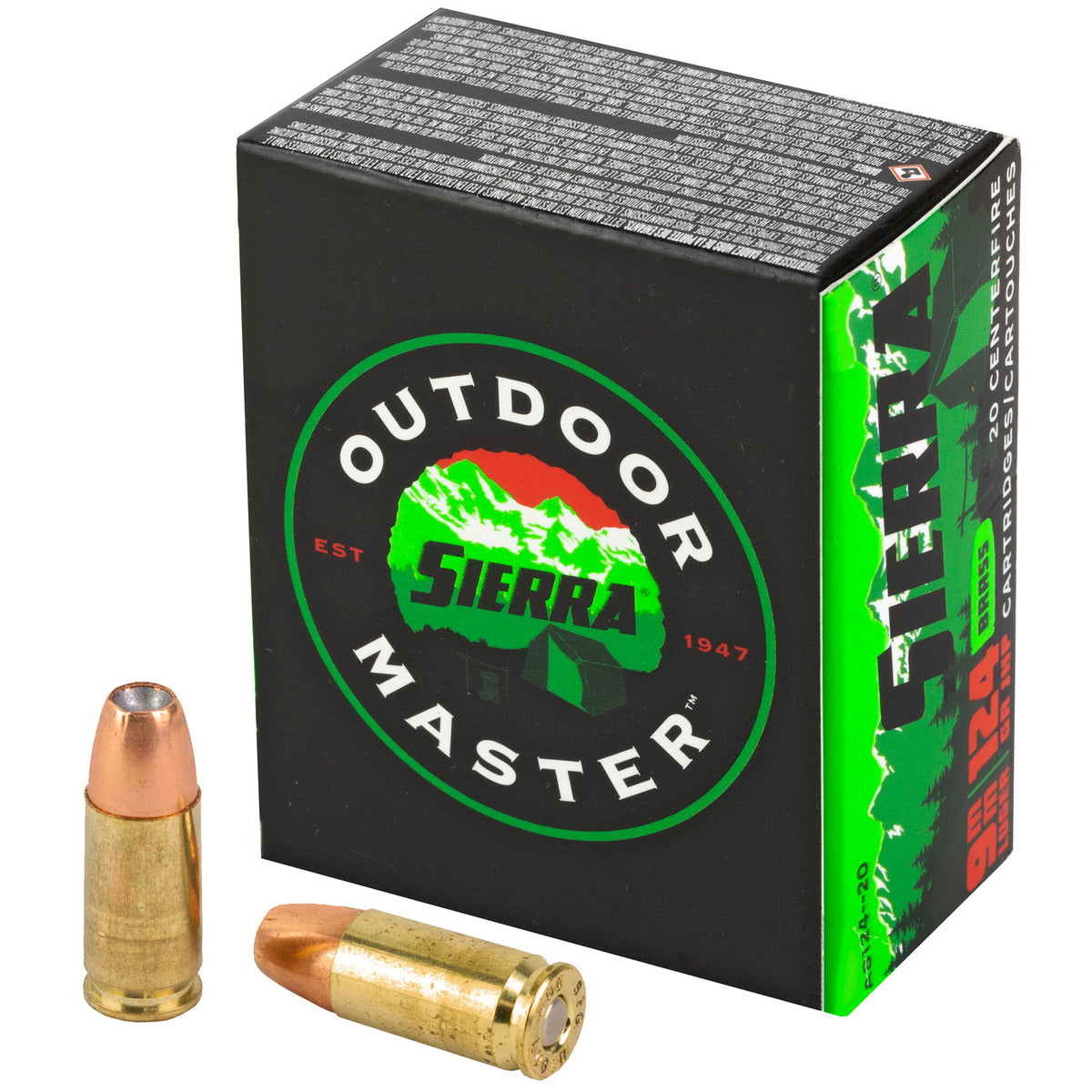 Sierra 9mm Luger / Parabellum Outdoor Master Jacketed Hollow Point 124 Grain 20/Box
