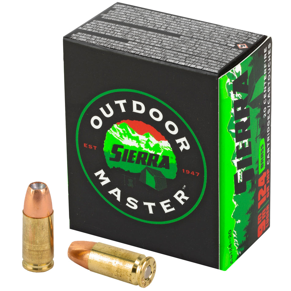 Sierra 9mm Luger / Parabellum Outdoor Master Jacketed Hollow Point 124 Grain 20/Box