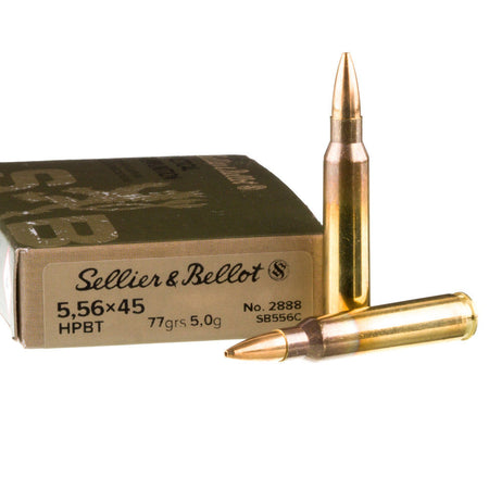 Sellier and Bellot 5.56x45mm NATO Tactical Hollow Point Boat Tail 77 Grain 20/Box