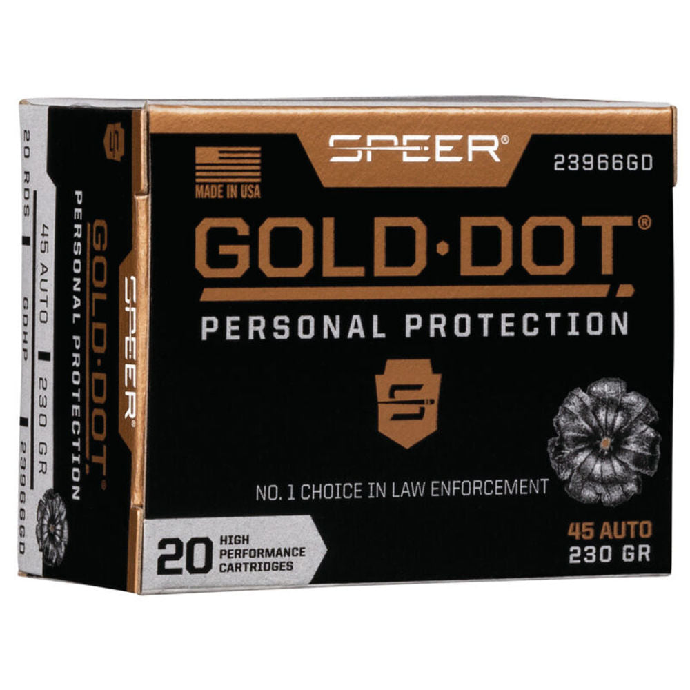 Speer .45 ACP/Auto Gold Dot Personal Protection Hollow Point 230 Grain 20/Box [Item 9047]