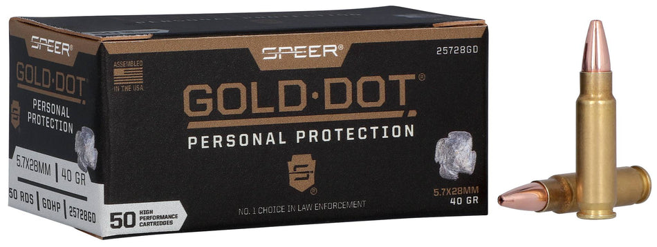 Speer 5.7x28mm FN Gold Dot Personal Protection Hollow Point 40 Grain 50/Box